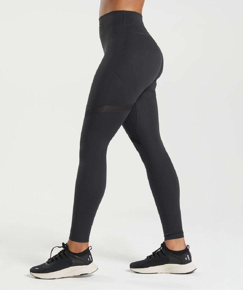 Gymshark Whitney Mesh Ženske Tajice Crne | HR 4037ZUT